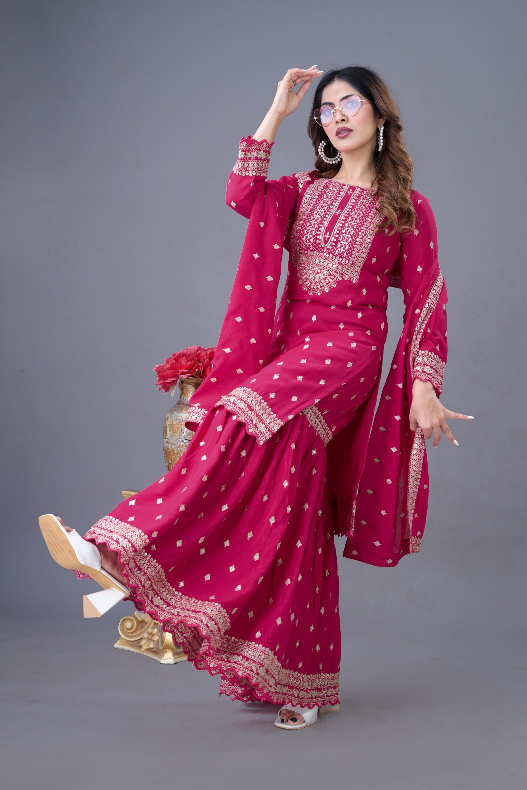 ZF 5006 Rani Pink Color Chinon Silk Sequence Work Salwar Suit Casual, Wedding, Festive, Events . Expected Delivery 4-6 Working Days @2149/- only | Jump Suits, Salwar suit, Designer Suits, Casual Suits, Creative suits, Palazzo Suits, Party Wear Suits, Patiala Suits, Straight Suits
