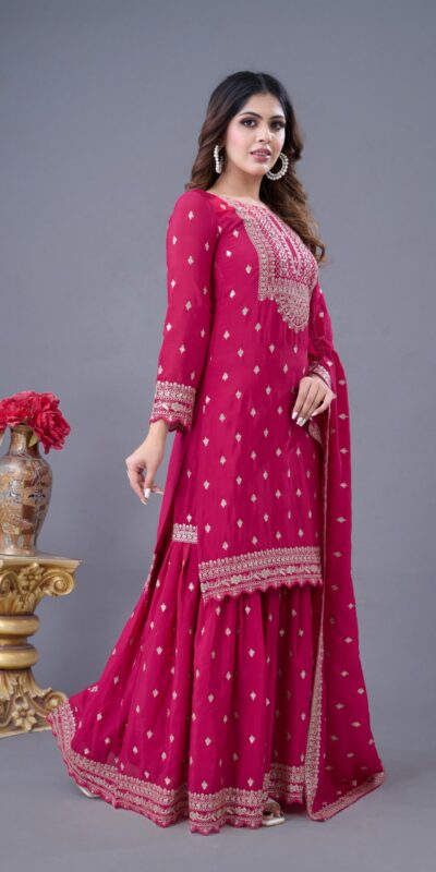 ZF 5006 Rani Pink Color Chinon Silk Sequence Work Salwar Suit Casual, Wedding, Festive, Events . Expected Delivery  4-6 Working Days @2149/- only      | Jump Suits, Salwar suit, Designer Suits, Casual Suits, Creative suits, Palazzo Suits, Party Wear Suits, Patiala Suits, Straight Suits