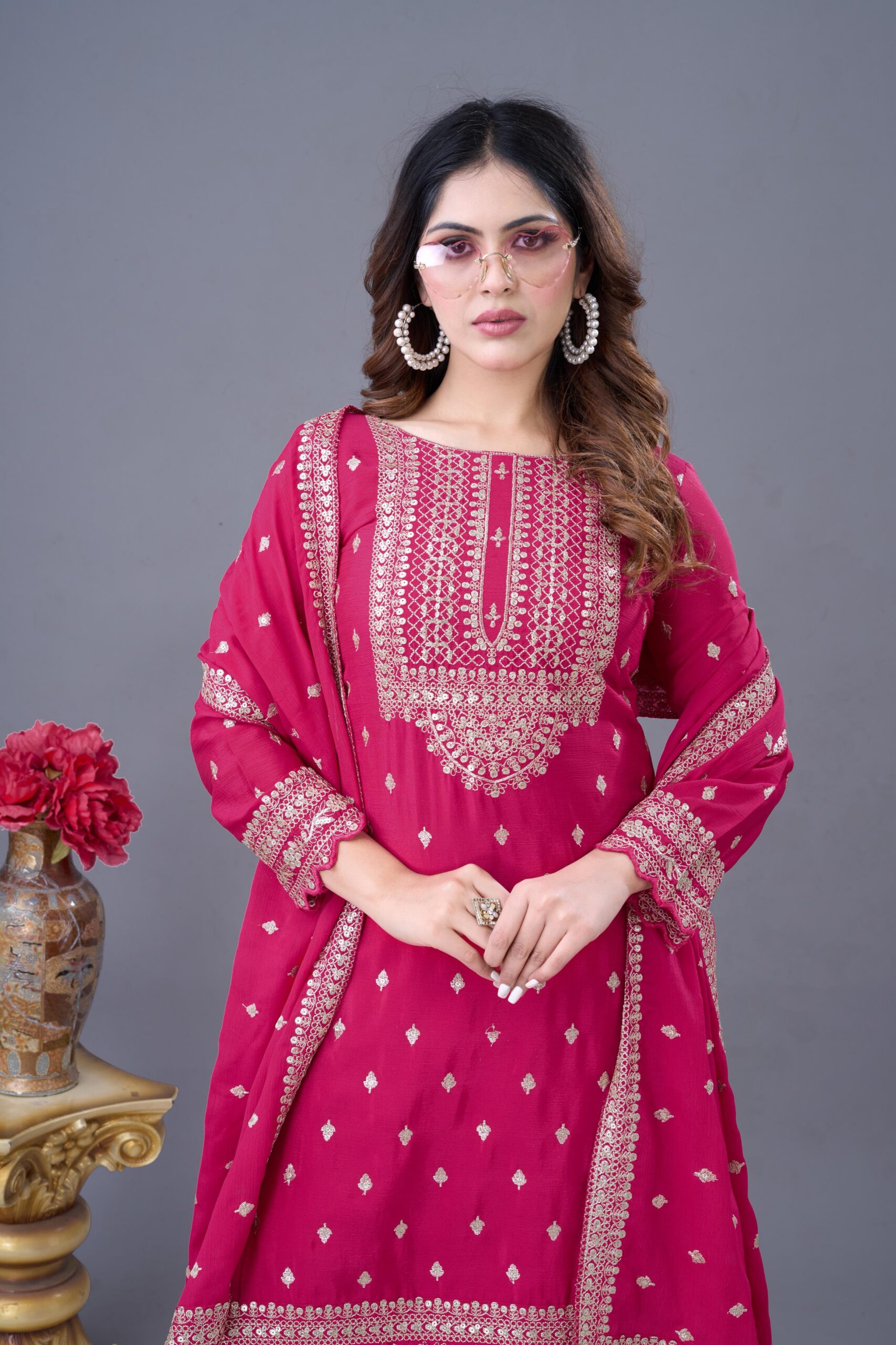 ZF 5006 Rani Pink Color Chinon Silk Sequence Work Salwar Suit Casual, Wedding, Festive, Events . Expected Delivery 4-6 Working Days @2149/- only | Jump Suits, Salwar suit, Designer Suits, Casual Suits, Creative suits, Palazzo Suits, Party Wear Suits, Patiala Suits, Straight Suits