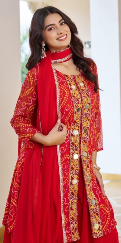 Ram 148 Red in Georgette Badhani print Embroidery Work & Mirror Work Salwar Suit . Exclusive Offer ₹2149. Delivery 4-6 Working Days. Shop now. | Jump Suits, Tops & Bottoms, Track Suits, Trendy Wear, Salwar suit, Designer Suits, Casual Suits, Creative suits, Palazzo Suits, Party Wear Suits, Patiala Suits, Straight Suits