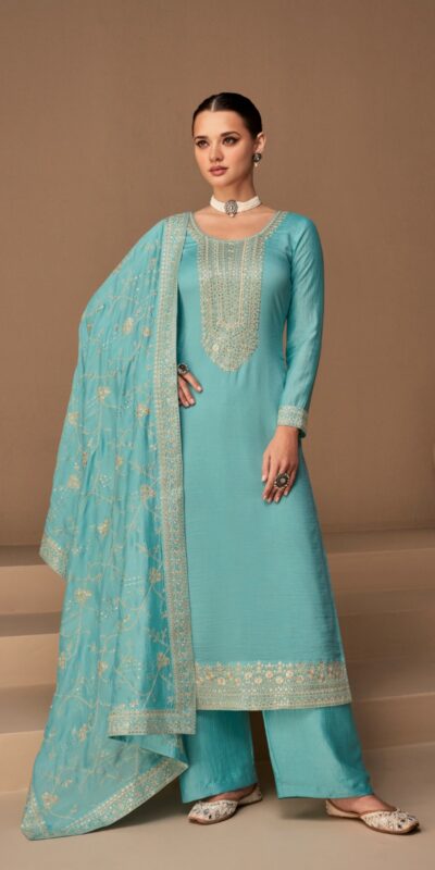 FC 9522 Sky Blue Vichitra Salwar Suitwith Embroidery Work & Stone Work. Exclusive Offer ₹2499. Delivery 4-6 Working Days. Shop now. | Jump Suits, Tops & Bottoms, Track Suits, Trendy Wear, Salwar suit, Designer Suits, Casual Suits, Creative suits, Palazzo Suits, Party Wear Suits, Patiala Suits, Straight Suits