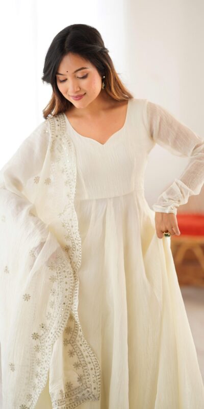 SSR 5006 White Fandy Silk Gown Perfect for Wedding, Party, Pongal, Traditional Day, Baby Shower – . Get it for ₹1999. Delivery 4-6 Working Days. Shop | Gowns, Bollywood Gowns, Creative Gowns, Designer Gowns, Embroidered Gowns, Party Wear Gowns