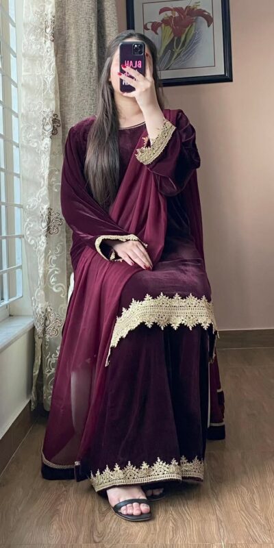 BE 419 Wine Georgette Salwar Suit with Lace Work & Embroidery Work. Get it for ₹1849. Delivery 4-6 Working Days. Shop now. | Jump Suits, Tops & Bottoms, Track Suits, Trendy Wear, Salwar suit, Designer Suits, Casual Suits, Creative suits, Palazzo Suits, Party Wear Suits, Patiala Suits, Straight Suits