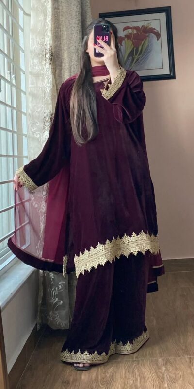 BE 419 Wine Georgette Salwar Suit with Lace Work & Embroidery Work. Get it for ₹1849. Delivery 4-6 Working Days. Shop now. | Jump Suits, Tops & Bottoms, Track Suits, Trendy Wear, Salwar suit, Designer Suits, Casual Suits, Creative suits, Palazzo Suits, Party Wear Suits, Patiala Suits, Straight Suits