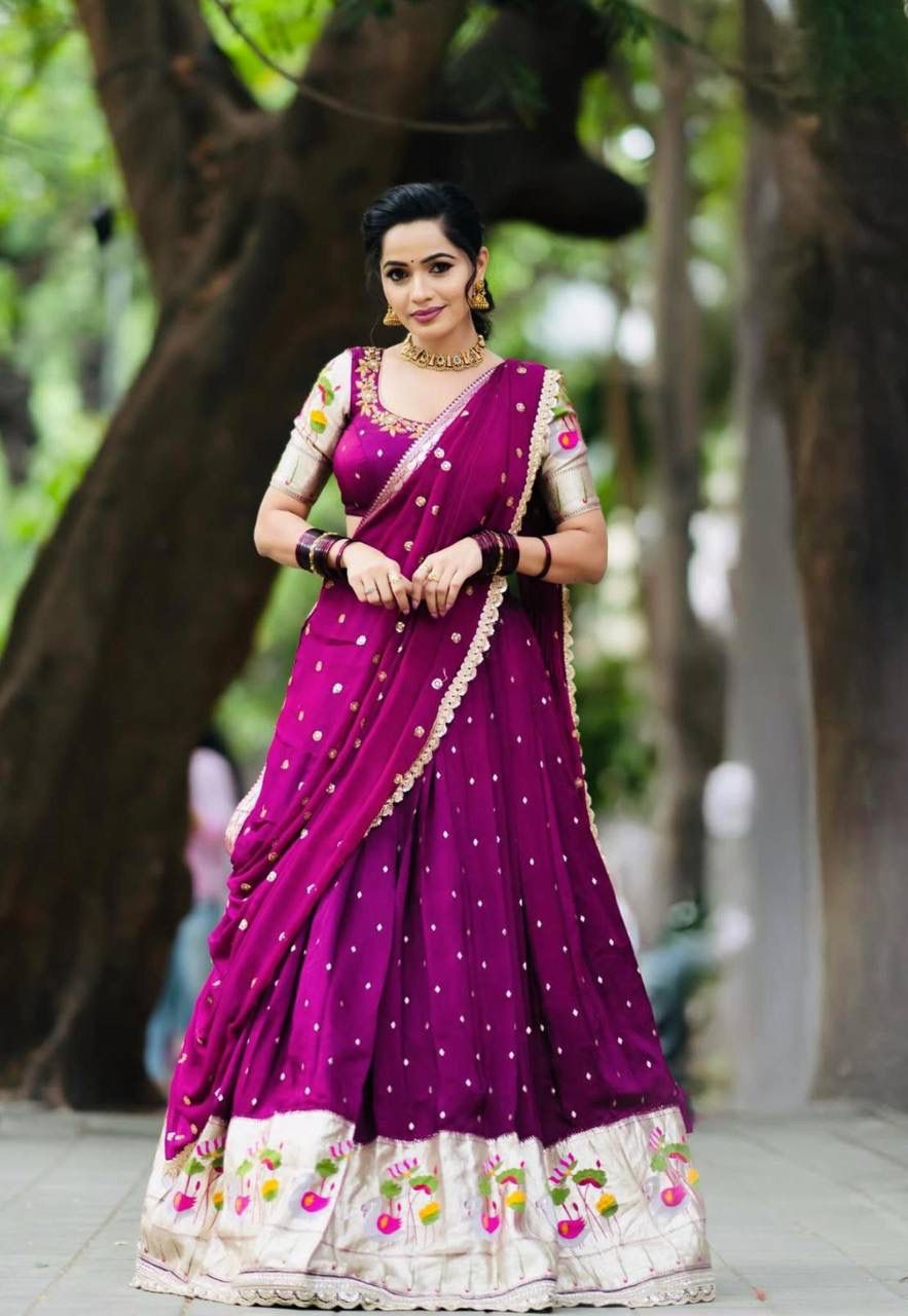Wine Georgette Sequence Work Lehenga Choli - Image 2
