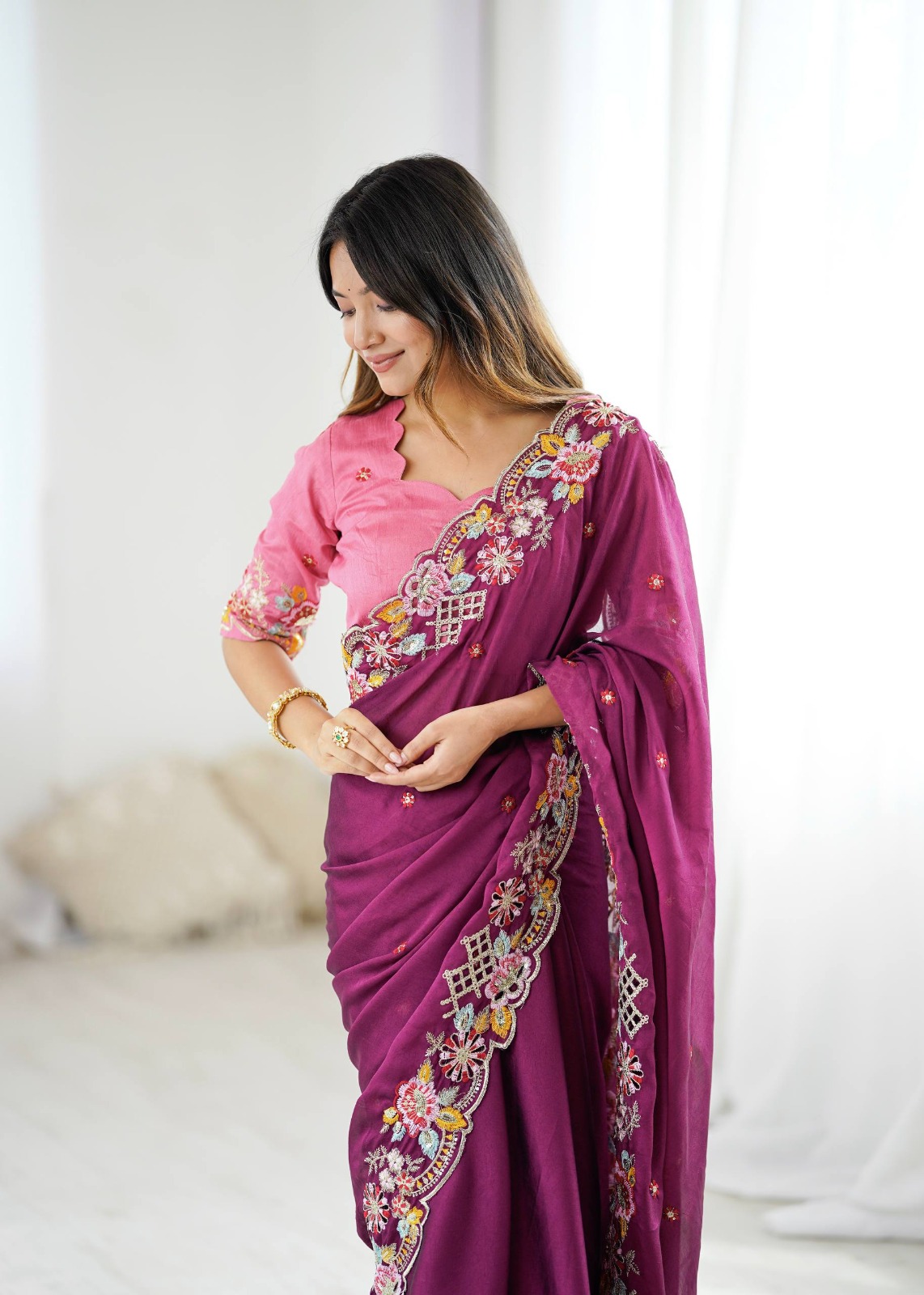 BT 1303 Wine Premium Noha Crush Saree with Sequins Work & Embroidery Work. Exclusive Offer ₹2149. Delivery 4-6 Working Days. Shop now. | Sarees, Bollywood Sarees, Creative Sarees, Designer Sarees, Embroidered Sarees, Ethnic Saree, Modern Digital sarees, Party Wear Sarees