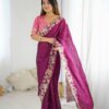 BT 1303 Wine Premium Noha Crush Saree with Sequins Work & Embroidery Work. Exclusive Offer ₹2149. Delivery 4-6 Working Days. Shop now. | Sarees, Bollywood Sarees, Creative Sarees, Designer Sarees, Embroidered Sarees, Ethnic Saree, Modern Digital sarees, Party Wear Sarees
