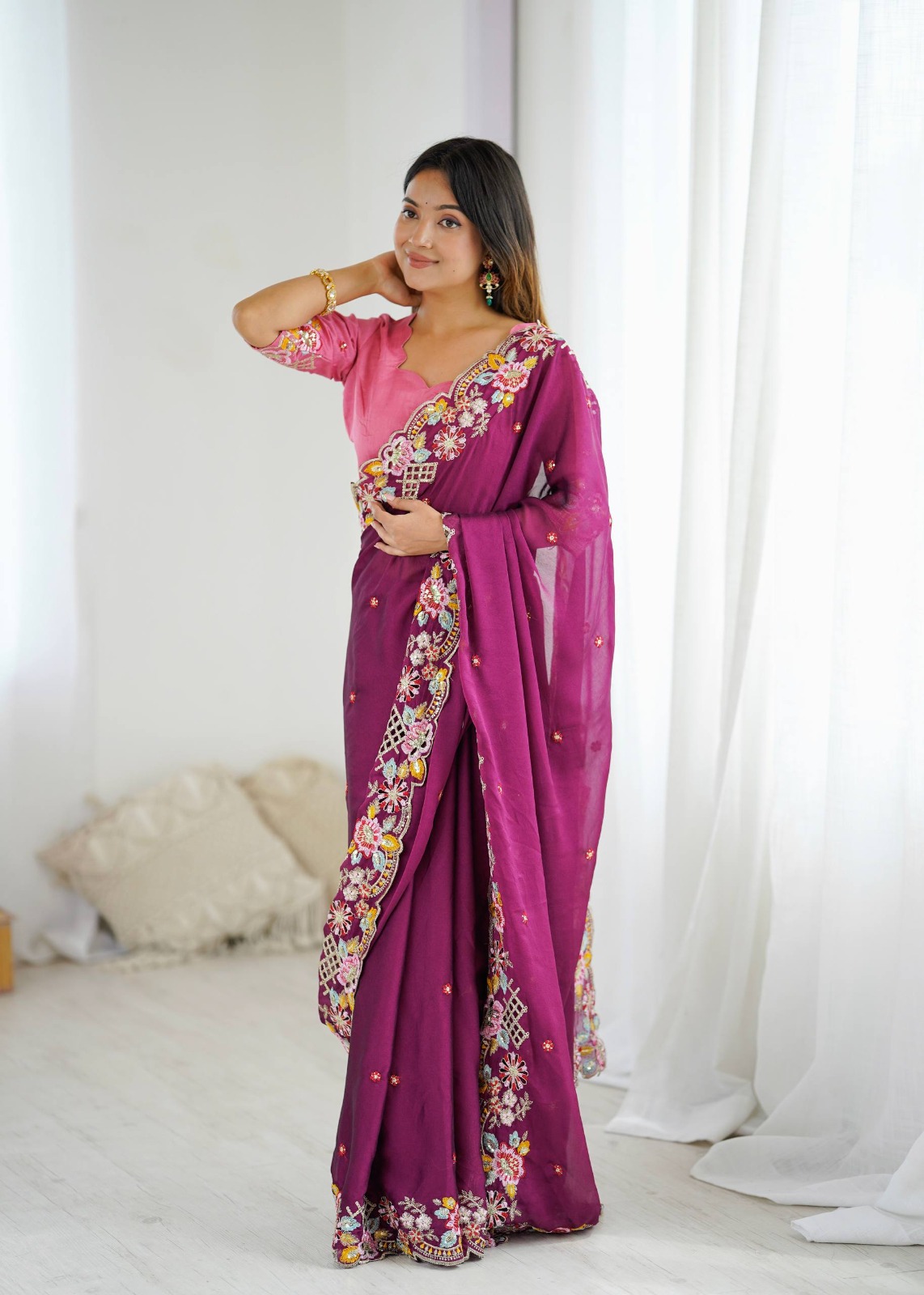 BT 1303 Wine Premium Noha Crush Saree with Sequins Work & Embroidery Work. Exclusive Offer ₹2149. Delivery 4-6 Working Days. Shop now. | Sarees, Bollywood Sarees, Creative Sarees, Designer Sarees, Embroidered Sarees, Ethnic Saree, Modern Digital sarees, Party Wear Sarees