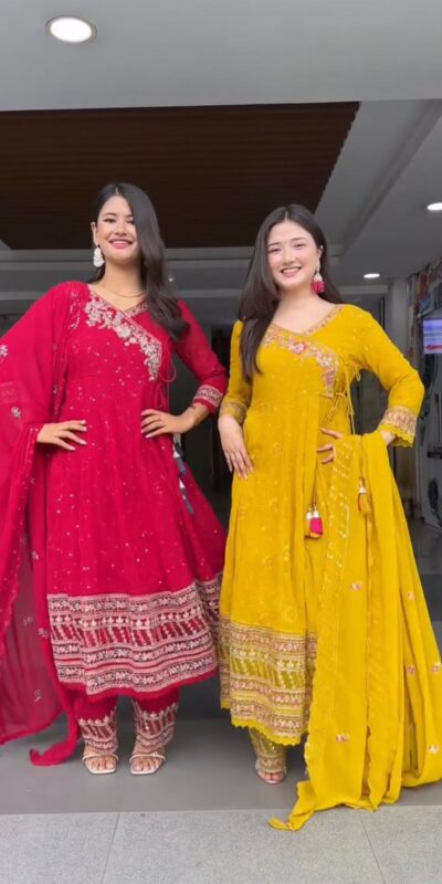 ST 1138 Yellow in Color Faux Georgette Embroidery Work Salwar Suit . Festive Deal ₹2099. Delivery 4-6 Working Days. Shop now. | Jump Suits, Tops & Bottoms, Track Suits, Trendy Wear, Salwar suit, Designer Suits, Casual Suits, Creative suits, Palazzo Suits, Party Wear Suits, Patiala Suits, Straight Suits