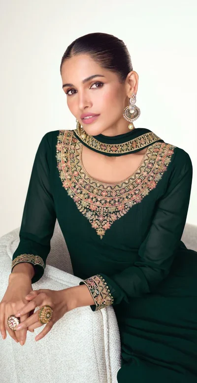 FC 10128 Green Color Blooming Georgette Embroidery Work Salwar Suit . Introductory Price ₹3449. Delivery 4-6 Working Days. Shop now. | Jump Suits, Salwar suit, Designer Suits, Casual Suits, Creative suits, Palazzo Suits, Party Wear Suits, Patiala Suits, Straight Suits