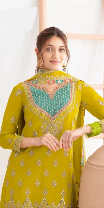 FC 725 Lime Yellow Chinon Salwar Suit Perfect for Wedding, Party, Ethnic Day, Makar Sankranti, Cultural Events – . Best Price ₹3049. Delivery 4-6 Working | Jump Suits, Salwar suit, Designer Suits, Casual Suits, Creative suits, Palazzo Suits, Party Wear Suits, Patiala Suits, Straight Suits