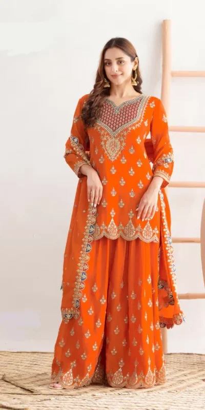 FC 725 Orange Chinon Salwar Suit Perfect for Wedding, Party, Ethnic Day, Makar Sankranti, Cultural Events – . Best Price ₹3049. Delivery 4-6 Working | Jump Suits, Salwar suit, Designer Suits, Casual Suits, Creative suits, Palazzo Suits, Party Wear Suits, Patiala Suits, Straight Suits