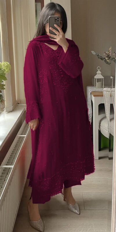 LG 2002 Pink Georgette With Embroidery Work Salwar Suit . Wedding, Party, Festive, Events, Affordable Price ₹1999. Delivery 4-6 Working Days. Shop now. | Jump Suits, Tops & Bottoms, Track Suits, Trendy Wear, Salwar suit, Designer Suits, Casual Suits, Creative suits, Palazzo Suits, Party Wear Suits, Patiala Suits, Straight Suits