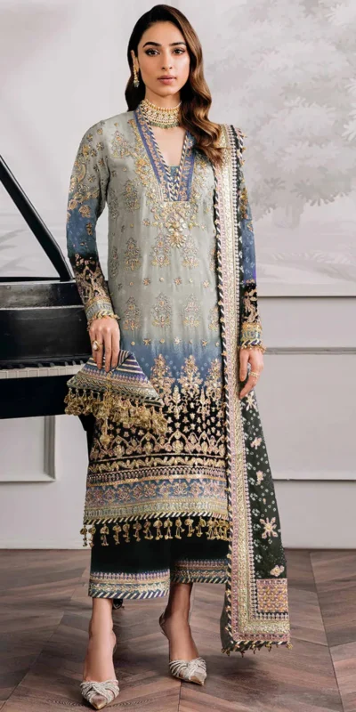 Grey Georgette Digital Print Sequence Work Salwar Suit