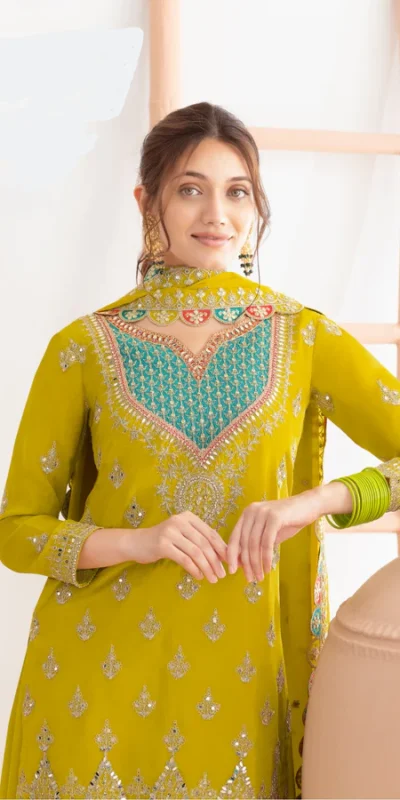 WW G 6000 Green Viscous Chinon Salwar Suit with Lace Work & Embroidery Work. Exclusive Offer ₹2499. Delivery 4-6 Working Days. Shop now. | Jump Suits, Salwar suit, Designer Suits, Casual Suits, Creative suits, Palazzo Suits, Party Wear Suits, Patiala Suits, Straight Suits