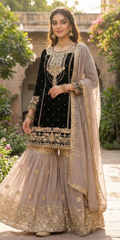 SR 1706 Black Faux Georgette Gown Perfect for Wedding, Party, Makar Sankranti, Karwa Chauth, Ethnic Day – . Now at just ₹1949. Delivery 4-6 Working D | Jump Suits, Salwar suit, Designer Suits, Casual Suits, Creative suits, Palazzo Suits, Party Wear Suits, Patiala Suits, Straight Suits