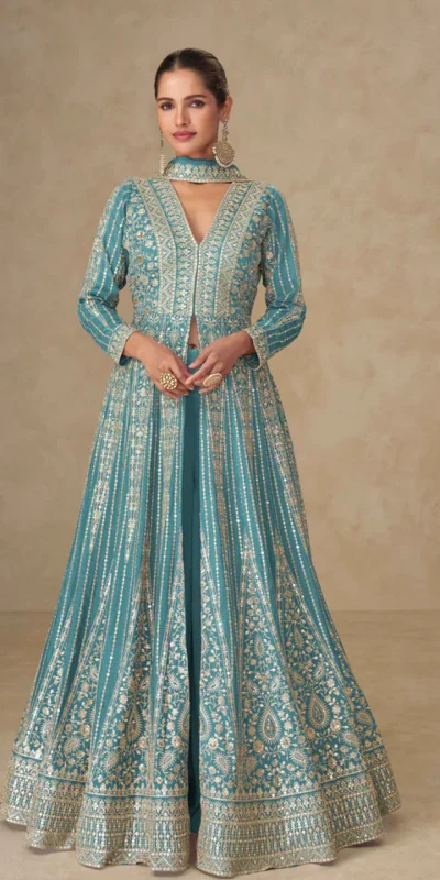 FC 10355 Blue Chinon Silk Salwar Suit with Embroidery Work & Lace Work. Affordable Price ₹3699. Delivery 4-6 Working Days. Shop now. | Jump Suits, Salwar suit, Designer Suits, Casual Suits, Creative suits, Palazzo Suits, Party Wear Suits, Patiala Suits, Straight Suits