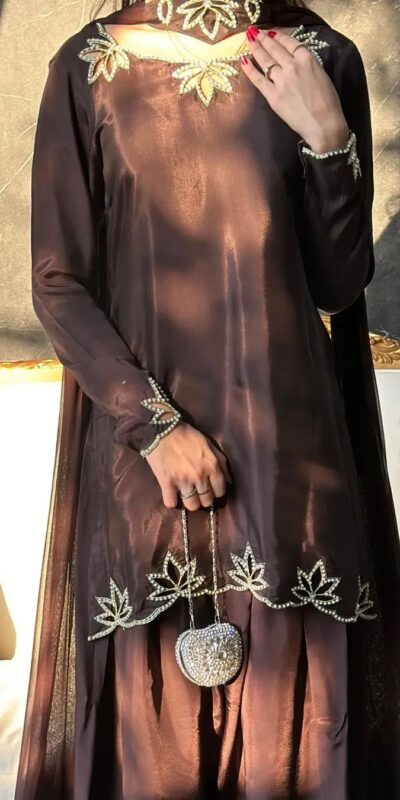 NF 1270 Brown Natural Crep Salwar Suit Brown with Embroidery Work. Exclusive Offer ₹1899. Delivery 4-6 Working Days. Shop now. | Jump Suits, Salwar suit, Designer Suits, Casual Suits, Creative suits, Palazzo Suits, Party Wear Suits, Patiala Suits, Straight Suits