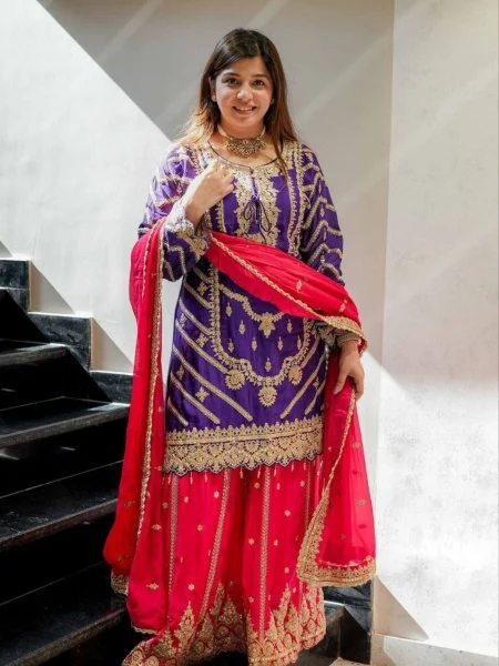 ZS 7001 Purple Chinon Silk Salwar Suit with Embroidery Work & Lace Work. Affordable Price ₹2499. Delivery 4-6 Working Days. Shop now. | Jump Suits, Salwar suit, Designer Suits, Casual Suits, Creative suits, Palazzo Suits, Party Wear Suits, Patiala Suits, Straight Suits