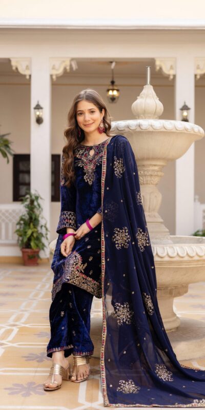 ST 1164 Navy Blue 9000 Velvet Salwar Suit Perfect for Wedding, Party, Family Gatherings, Ethnic Day, Holi – . Best Price ₹2149. Delivery 4-6 Working Days. | Jump Suits, Salwar suit, Designer Suits, Casual Suits, Creative suits, Palazzo Suits, Party Wear Suits, Patiala Suits, Straight Suits