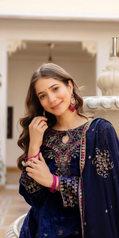 ST 1164 Navy Blue 9000 Velvet Salwar Suit Perfect for Wedding, Party, Family Gatherings, Ethnic Day, Holi – . Best Price ₹2149. Delivery 4-6 Working Days. | Jump Suits, Salwar suit, Designer Suits, Casual Suits, Creative suits, Palazzo Suits, Party Wear Suits, Patiala Suits, Straight Suits