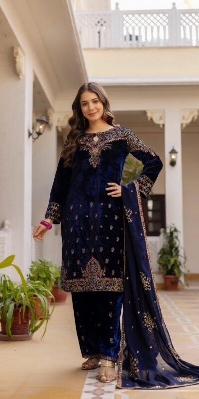 ST 1164 Navy Blue 9000 Velvet Salwar Suit Perfect for Wedding, Party, Family Gatherings, Ethnic Day, Holi – . Best Price ₹2149. Delivery 4-6 Working Days. | Jump Suits, Salwar suit, Designer Suits, Casual Suits, Creative suits, Palazzo Suits, Party Wear Suits, Patiala Suits, Straight Suits