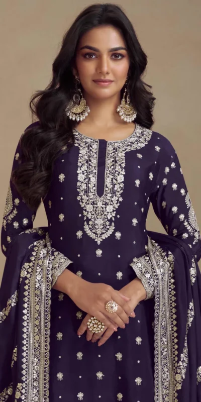 FC 7466 Navy Blue Chinon Silk Salwar Suit with Embroidery Work & Lace Work. Affordable Price ₹2599. Delivery 4-6 Working Days. Shop now. | Jump Suits, Salwar suit, Designer Suits, Casual Suits, Creative suits, Palazzo Suits, Party Wear Suits, Patiala Suits, Straight Suits
