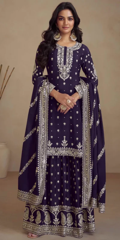 FC 7466 Navy Blue Chinon Silk Salwar Suit with Embroidery Work & Lace Work. Affordable Price ₹2599. Delivery 4-6 Working Days. Shop now. | Jump Suits, Salwar suit, Designer Suits, Casual Suits, Creative suits, Palazzo Suits, Party Wear Suits, Patiala Suits, Straight Suits