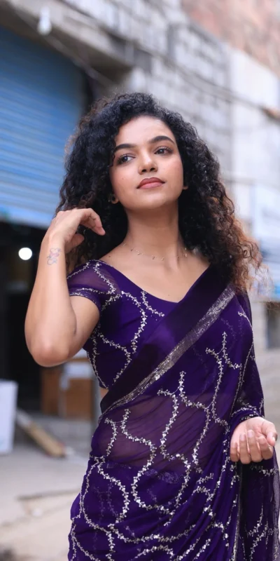 MS 505 Purple Viscose Satin Saree with Sequins Work & Embroidery Work. Special Price ₹1599. Delivery 4-6 Working Days. Shop now. | Sarees, Bollywood Sarees, Creative Sarees, Designer Sarees, Embroidered Sarees, Ethnic Saree, Modern Digital sarees, Party Wear Sarees