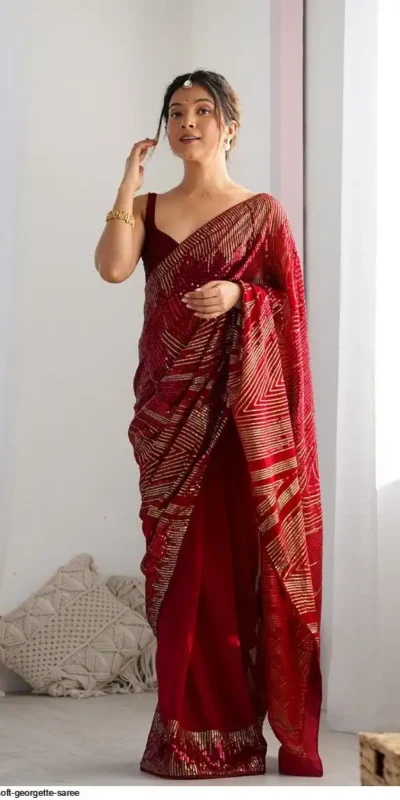 JR 626 Red Georgette Saree Perfect for Wedding, Party, Eid, Anniversary, Diwali – . Special Price ₹1799. Delivery 4-6 Working Days. Shop now. | Sarees, Bollywood Sarees, Creative Sarees, Designer Sarees, Embroidered Sarees, Ethnic Saree, Modern Digital sarees, Party Wear Sarees