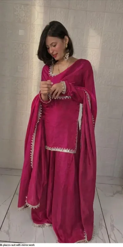 ZB 5063 Pink Fandy Silk Salwar Suit with Embroidery Work. Wedding, Party, Festive, Events Now at just ₹1949. Delivery 4-6 Working Days. Shop now. | Jump Suits, Salwar suit, Designer Suits, Casual Suits, Creative suits, Palazzo Suits, Party Wear Suits, Patiala Suits, Straight Suits