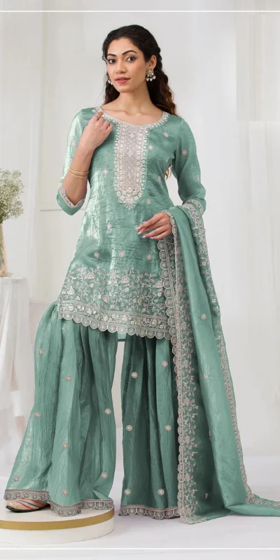 FC 3103 Sea Green Fancy Gold Crush Salwar Suit Perfect for Wedding, Party, Haldi, Onam, Festival Celebrations – . Get it for ₹2549. Delivery 4-6 Work | Jump Suits, Salwar suit, Designer Suits, Casual Suits, Creative suits, Palazzo Suits, Party Wear Suits, Patiala Suits, Straight Suits