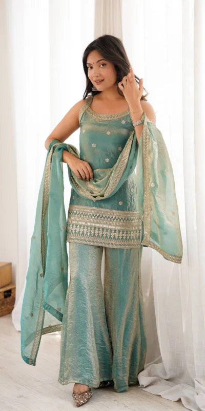 KB 302 Sea Green Fendy Silk Salwar Suit with Mirror Work & Embroidery Work. Best Price ₹2049. Delivery 4-6 Working Days. Shop now. | Jump Suits, Salwar suit, Designer Suits, Casual Suits, Creative suits, Palazzo Suits, Party Wear Suits, Patiala Suits, Straight Suits