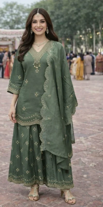 FC 4261 Green Color Roman Silk Salwar Suit with Embroidery Work. Available at ₹2549 only. Delivery 4-6 Working Days. Shop now. | Jump Suits, Salwar suit, Designer Suits, Casual Suits, Creative suits, Palazzo Suits, Party Wear Suits, Patiala Suits, Straight Suits