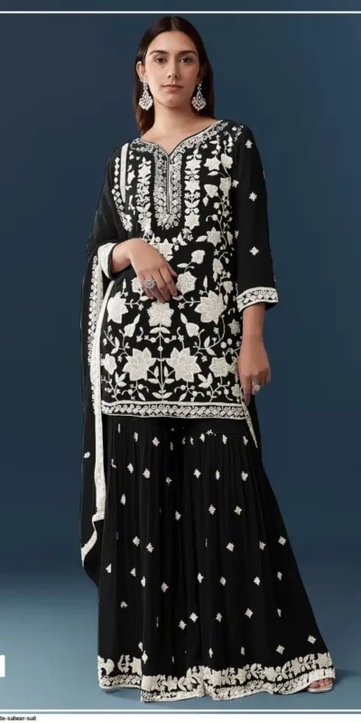 FC 727 Black Chiffon Georgette Salwar Suit. Perfect for Wedding, Party, Baby Shower, Pooja, Temple Visit – Grab it for ₹2599. Delivery 4-6 Work | Jump Suits, Salwar suit, Designer Suits, Casual Suits, Creative suits, Palazzo Suits, Party Wear Suits, Patiala Suits, Straight Suits