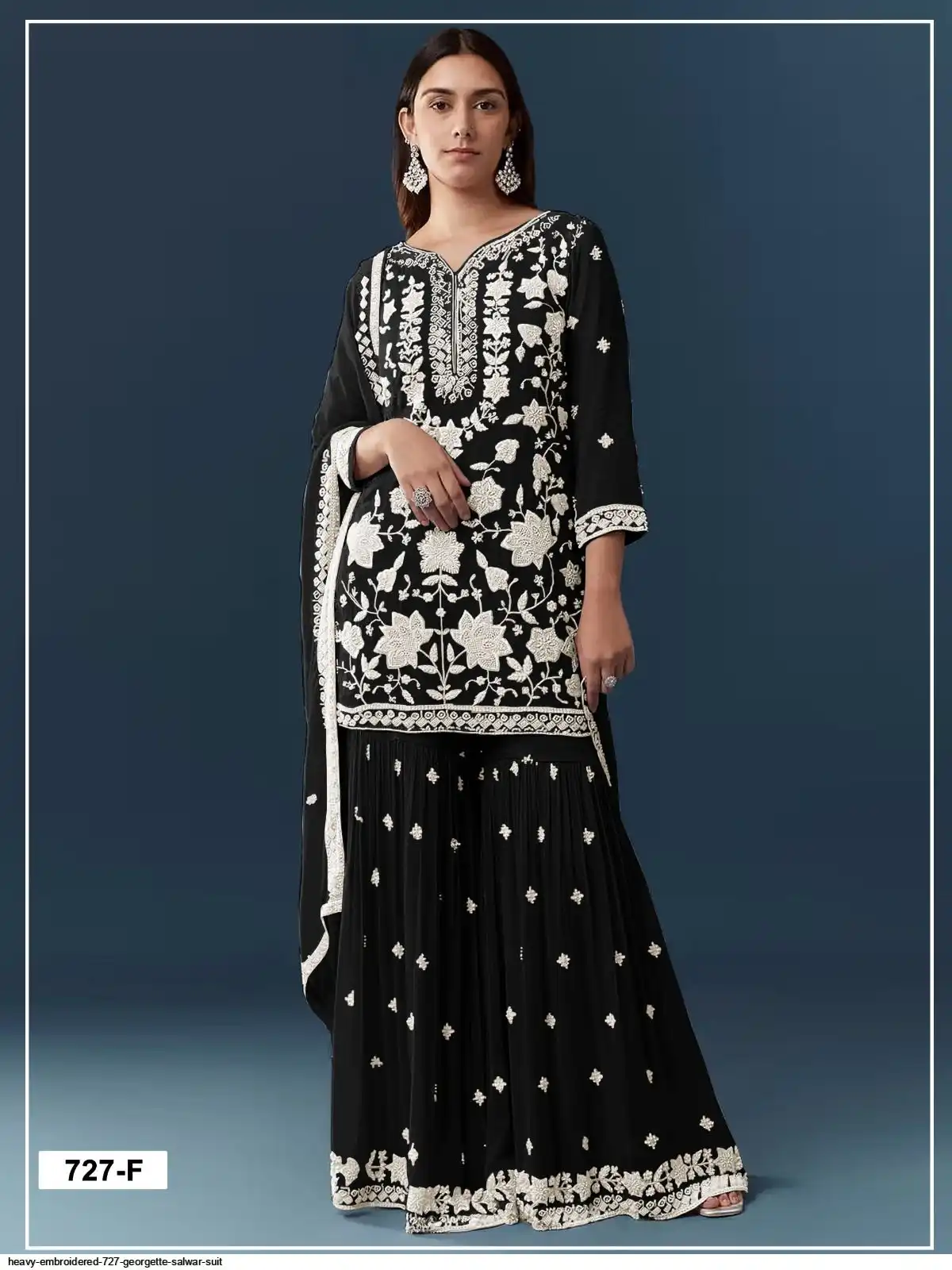 FC 727 Black Chiffon Georgette Salwar Suit. Perfect for Wedding, Party, Baby Shower, Pooja, Temple Visit – Grab it for ₹2599. Delivery 4-6 Work | Jump Suits, Salwar suit, Designer Suits, Casual Suits, Creative suits, Palazzo Suits, Party Wear Suits, Patiala Suits, Straight Suits