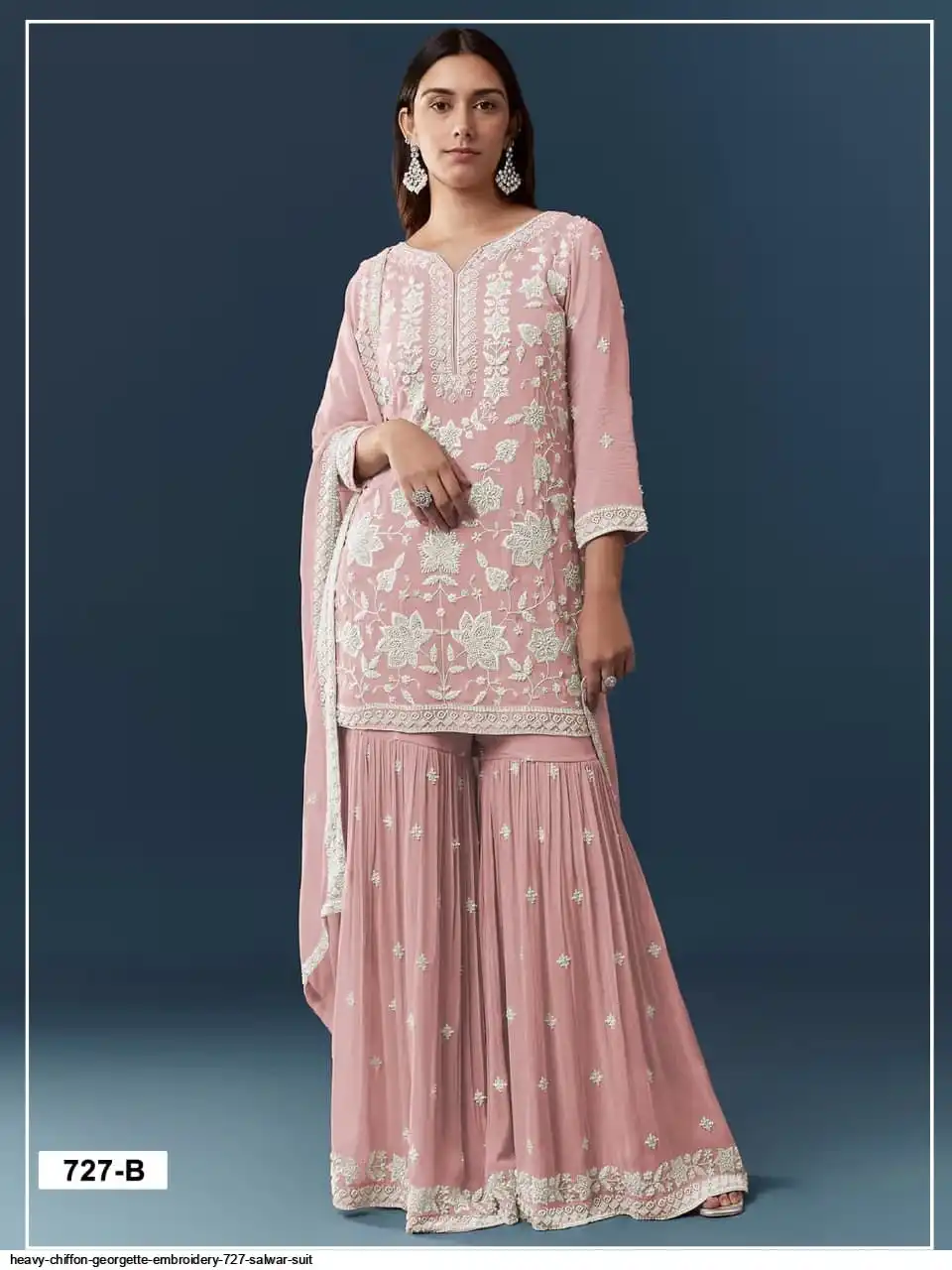 FC 727 Peach Chiffon Georgette Salwar Suit. Perfect for Wedding, Party, Baby Shower, Pooja, Temple Visit – Grab it for ₹2599. Delivery 4-6 Work | Jump Suits, Salwar suit, Designer Suits, Casual Suits, Creative suits, Palazzo Suits, Party Wear Suits, Patiala Suits, Straight Suits