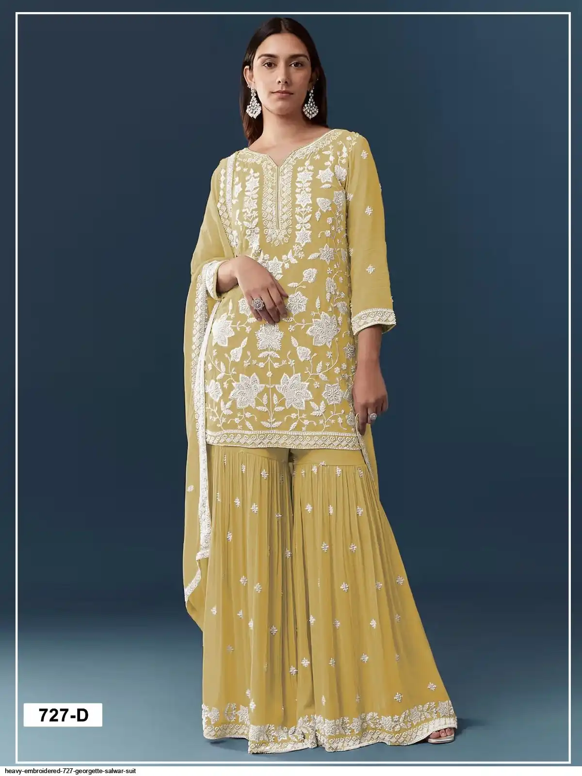 FC 727 Yellow Chiffon Georgette Salwar Suit. Perfect for Wedding, Party, Baby Shower, Pooja, Temple Visit – Grab it for ₹2599. Delivery 4-6 Work | Jump Suits, Salwar suit, Designer Suits, Casual Suits, Creative suits, Palazzo Suits, Party Wear Suits, Patiala Suits, Straight Suits