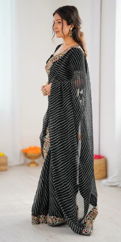 SP 79 Black Faux Georgette Saree Perfect for Wedding, Party, Lohri, Engagement, Baby Shower – . Now at just ₹1999. Delivery 4-6 Working Days. Shop now | Sarees, Bollywood Sarees, Creative Sarees, Designer Sarees, Embroidered Sarees, Ethnic Saree, Modern Digital sarees, Party Wear Sarees