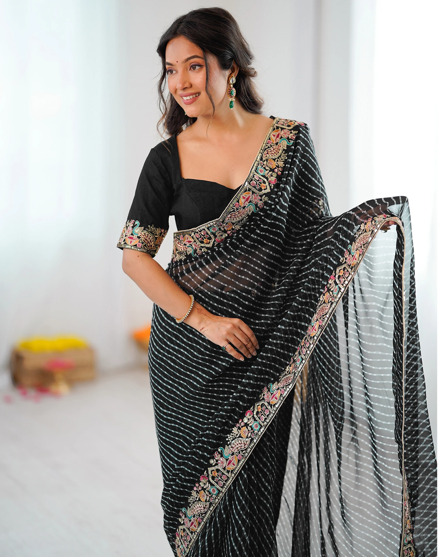 SP 79 Black Faux Georgette Saree Perfect for Wedding, Party, Lohri, Engagement, Baby Shower – . Now at just ₹1999. Delivery 4-6 Working Days. Shop now | Sarees, Bollywood Sarees, Creative Sarees, Designer Sarees, Embroidered Sarees, Ethnic Saree, Modern Digital sarees, Party Wear Sarees
