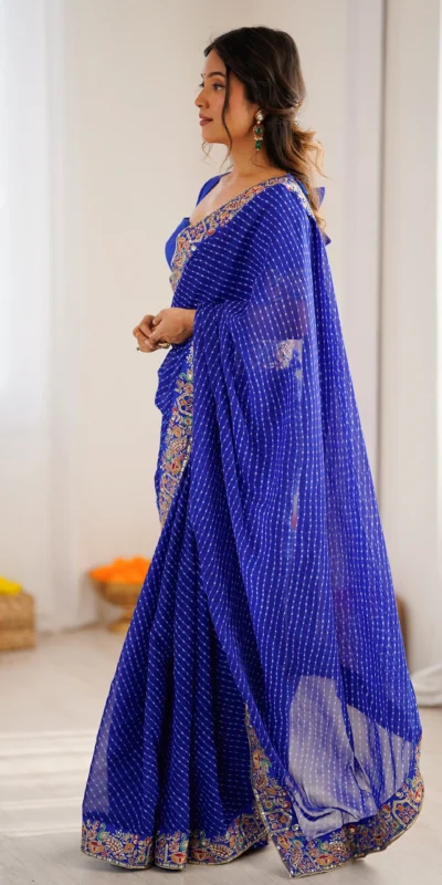 SP 79 Blue Faux Georgette Saree Perfect for Wedding, Party, Lohri, Engagement, Baby Shower – . Now at just ₹1999. Delivery 4-6 Working Days. Shop now | Sarees, Bollywood Sarees, Creative Sarees, Designer Sarees, Embroidered Sarees, Ethnic Saree, Modern Digital sarees, Party Wear Sarees