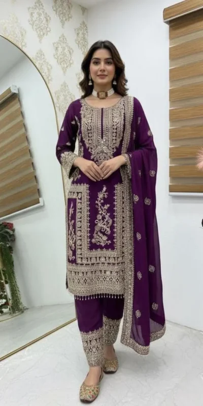 ZD 10020 Wine Chinon Silk Salwar Suit Perfect for Wedding, Party, Ganesh Chaturthi, Baby Shower, Makar Sankranti – . Affordable Price ₹1999. | Jump Suits, Salwar suit, Designer Suits, Casual Suits, Creative suits, Palazzo Suits, Party Wear Suits, Patiala Suits, Straight Suits