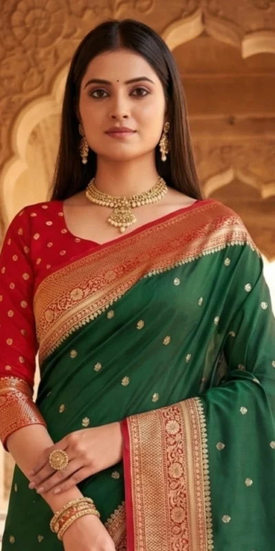MB 6079 Green Soft Banarasi Silk Saree with Zari Work & Moti Work. Introductory Price ₹1949. Delivery 4-6 Working Days. Shop now. | Sarees, Bollywood Sarees, Creative Sarees, Designer Sarees, Embroidered Sarees, Ethnic Saree, Modern Digital sarees, Party Wear Sarees