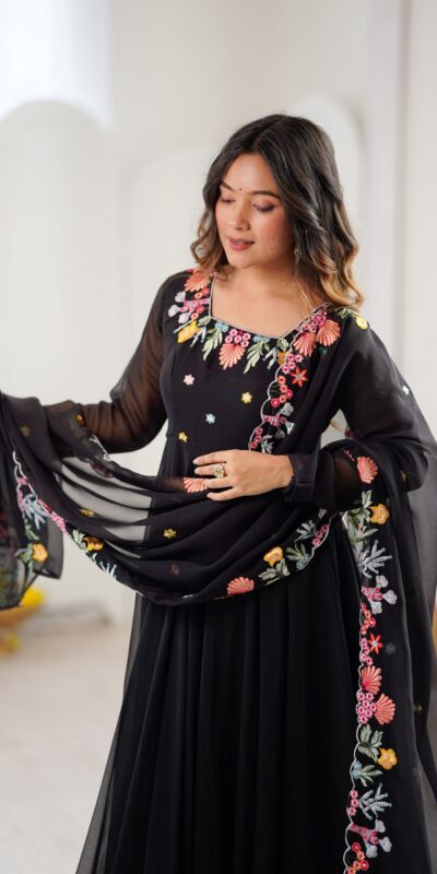 NSR 901 Black Faux Georgette Salwar Suit with Lace Work & Embroidery Work. Introductory Price ₹2099. Delivery 4-6 Working Days. Shop now. | Jump Suits, Salwar suit, Designer Suits, Casual Suits, Creative suits, Palazzo Suits, Party Wear Suits, Patiala Suits, Straight Suits