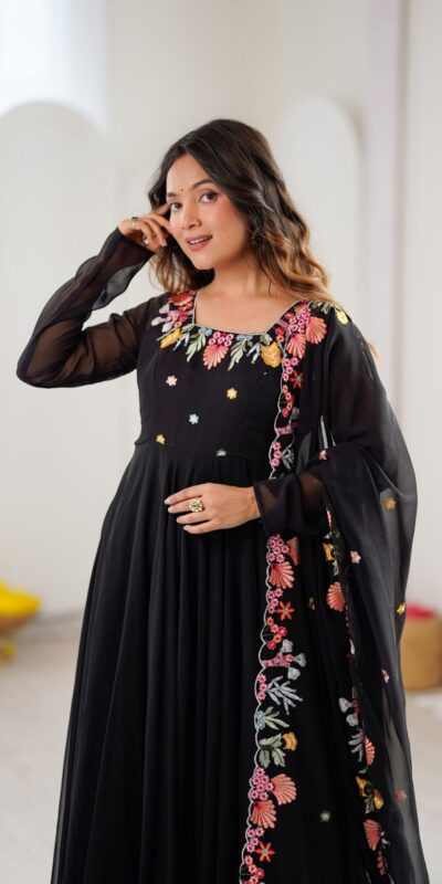 NSR 901 Black Faux Georgette Salwar Suit with Lace Work & Embroidery Work. Introductory Price ₹2099. Delivery 4-6 Working Days. Shop now. | Jump Suits, Salwar suit, Designer Suits, Casual Suits, Creative suits, Palazzo Suits, Party Wear Suits, Patiala Suits, Straight Suits