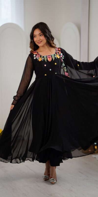 NSR 901 Black Faux Georgette Salwar Suit with Lace Work & Embroidery Work. Introductory Price ₹2099. Delivery 4-6 Working Days. Shop now. | Jump Suits, Salwar suit, Designer Suits, Casual Suits, Creative suits, Palazzo Suits, Party Wear Suits, Patiala Suits, Straight Suits
