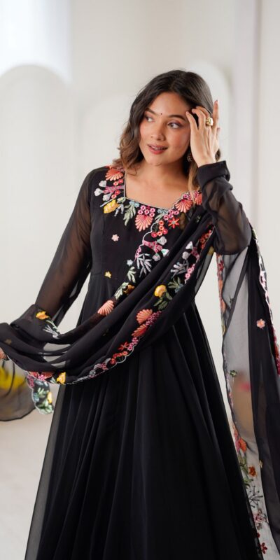 NSR 901 Black Faux Georgette Salwar Suit with Lace Work & Embroidery Work. Introductory Price ₹2099. Delivery 4-6 Working Days. Shop now. | Jump Suits, Salwar suit, Designer Suits, Casual Suits, Creative suits, Palazzo Suits, Party Wear Suits, Patiala Suits, Straight Suits