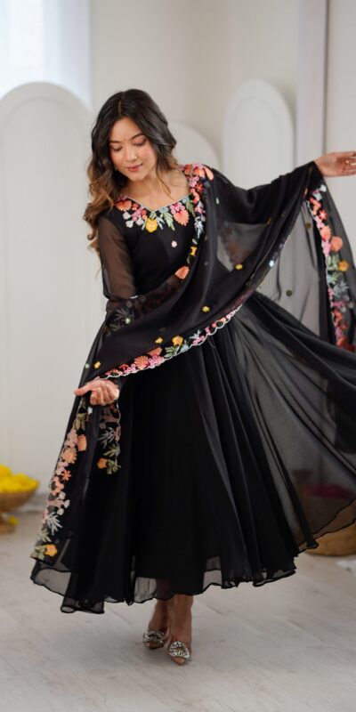 NSR 901 Black Faux Georgette Salwar Suit with Lace Work & Embroidery Work. Introductory Price ₹2099. Delivery 4-6 Working Days. Shop now. | Jump Suits, Salwar suit, Designer Suits, Casual Suits, Creative suits, Palazzo Suits, Party Wear Suits, Patiala Suits, Straight Suits
