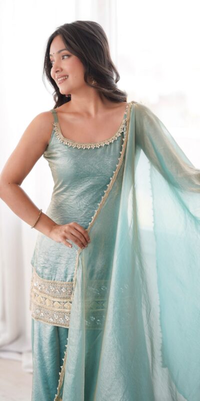 ZSR 3177 Sea Green in Doremon Crush Embroidery Work & Mirror Work Salwar Suit . Best Price ₹2099. Delivery 4-6 Working Days. Shop now. | Jump Suits, Salwar suit, Designer Suits, Casual Suits, Creative suits, Palazzo Suits, Party Wear Suits, Patiala Suits, Straight Suits