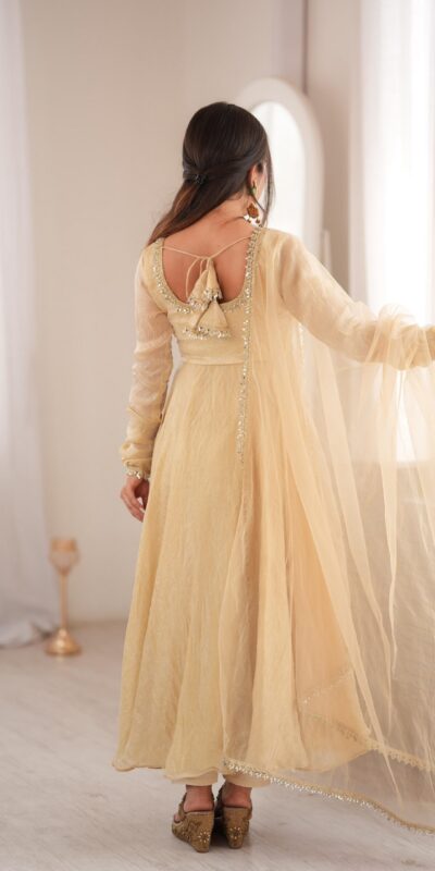 SRK 5355 Off White Doremon Crush Gown with Lace Work & Mirror Work. Exclusive Offer ₹2099. Delivery 4-6 Working Days. Shop now. | Gowns, Bollywood Gowns, Creative Gowns, Designer Gowns, Embroidered Gowns, Party Wear Gowns